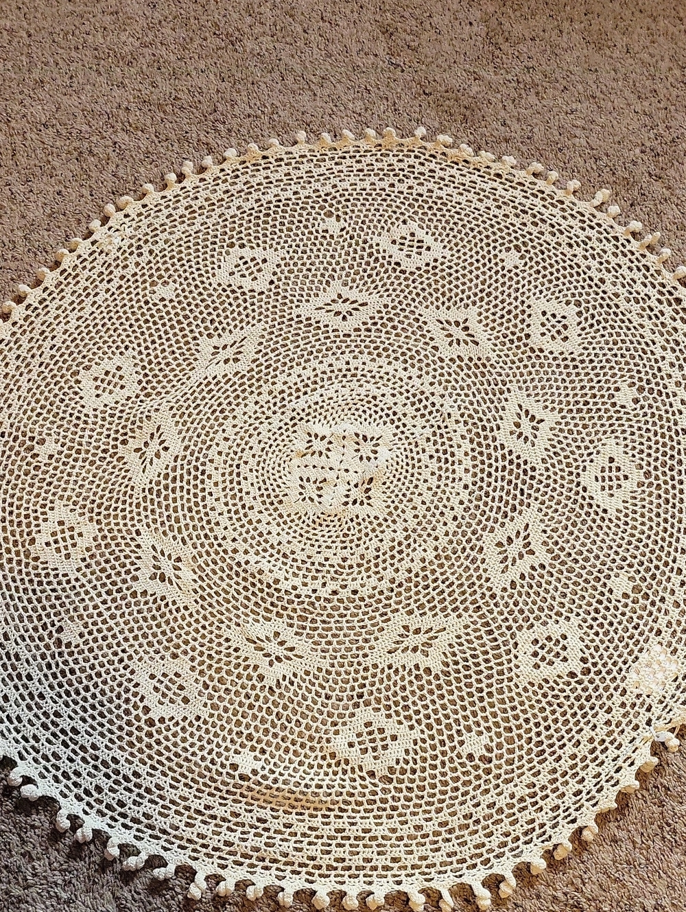 Handmade Round Table Crochet Doily - Cream